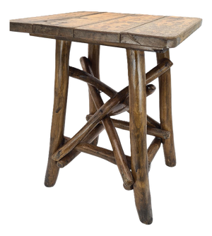 Rustic Folk Style Wooden Stool, 1950s-1970s