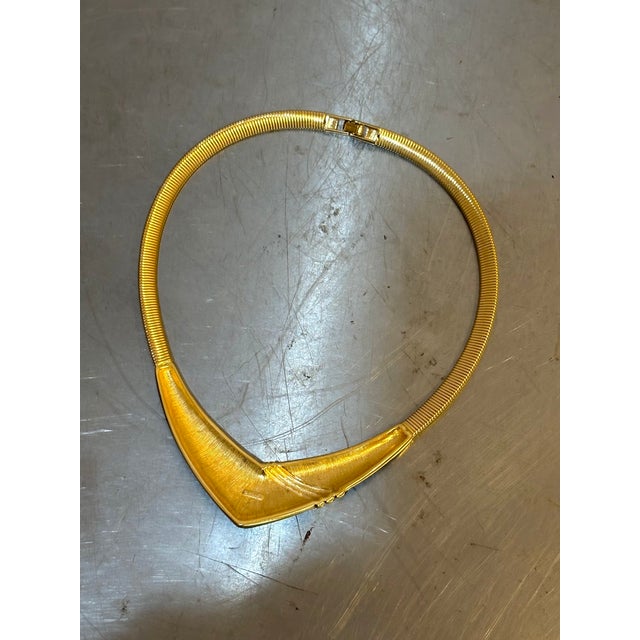 Mid-Century Modern Monet 1970s-80s Gold Tone/Black Enamel Collar Necklace For Sale - Image 3 of 4