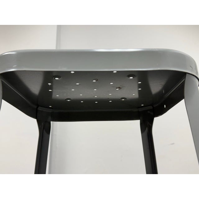 Vintage Industrial Gray Metal Bar Stools Lyon Workspace Model 1901, Pair For Sale - Image 12 of 12