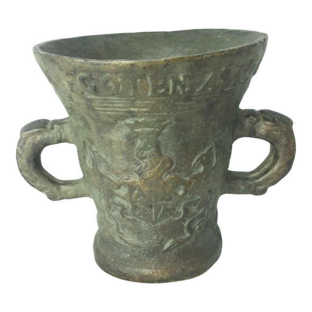 Antique Lead German Mortar For Sale