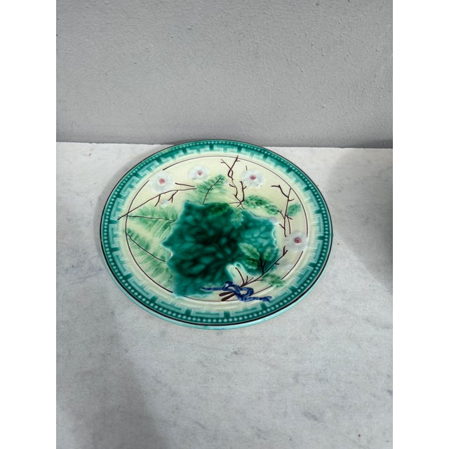 German Majolica Leaves & Ferns Plate, Circa 1890.
