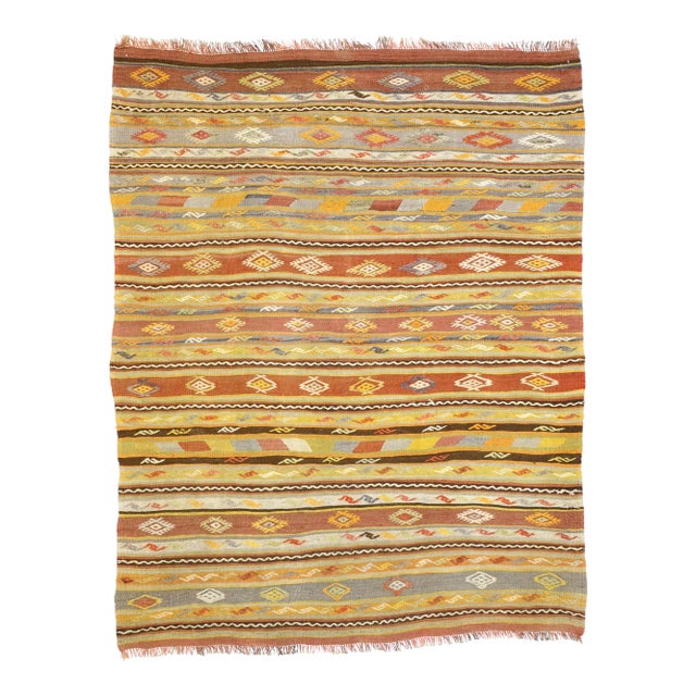 Vintage Turkish Kilim Rug - 05'04 X 06'09 For Sale