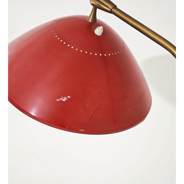Vintage Floor Lamp in Red Marble with Brass and Metal from Stilnovo, 1950 For Sale - Image 10 of 17