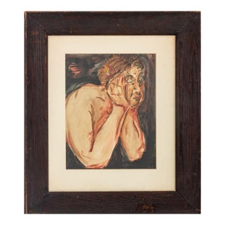 Charles Blum Portrait of a Man Mix Media on Paper For Sale