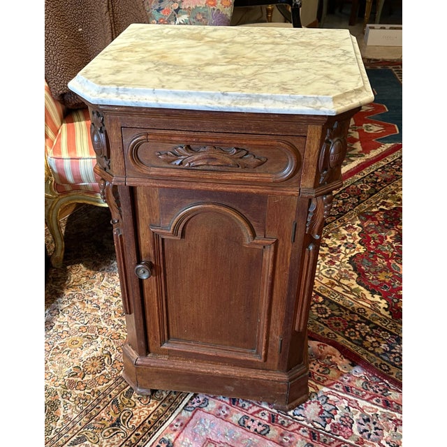 Antique 19th Century French Louis Philippe Marble Top Nightstand For Sale In West Palm - Image 6 of 15