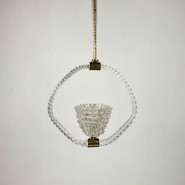 Rostrato Murano Glass Pendant Lamp, Italy, 1940s For Sale - Image 4 of 12
