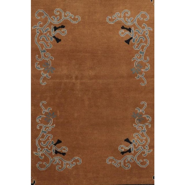 Rug & Kilim’s Chinese Art Deco Inspired Rug, Brown With Greek Key Border For Sale In New York - Image 6 of 9