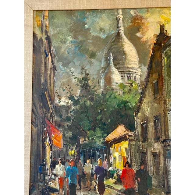20Th. Century. Cityscape Paris by Night in Montmartre, Oil on Canvas, Signed For Sale - Image 9 of 15