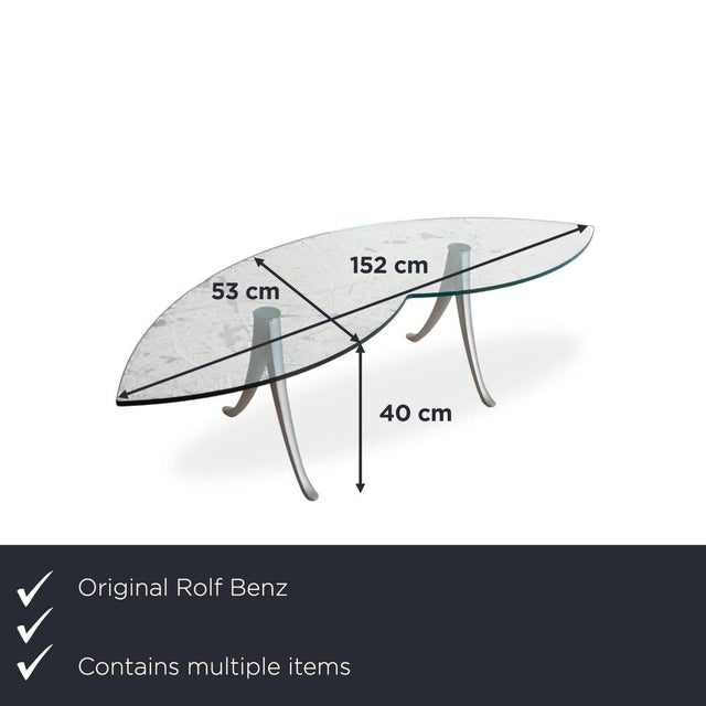 1600 2-Seater Sofa, Lounge Chair and Coffee Table in Glass and Dark Blue Leather from Rolf Benz, Set of 3 For Sale - Image 4 of 18
