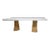 White on Teak Pedestals Outdoor Dining Table For Sale