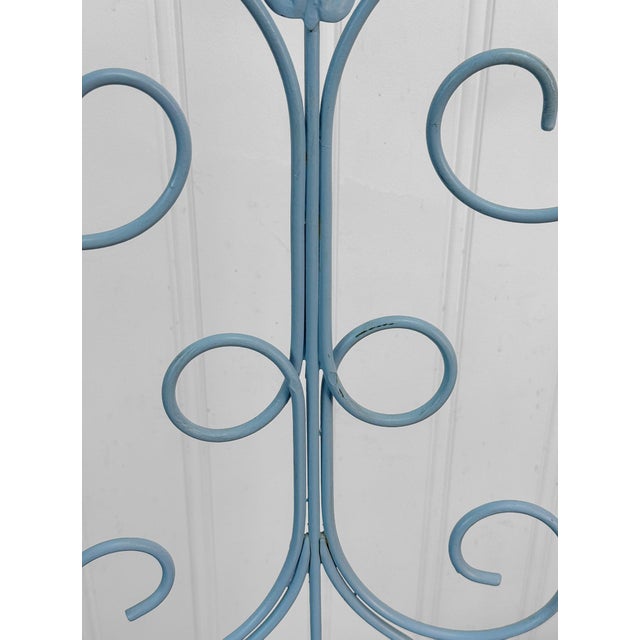 Vintage French Blue Wrought Iron Tall Back Garden Patio Chairs - Set of 4 For Sale - Image 11 of 13