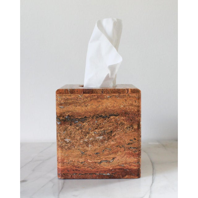Vintage genuine marble tissue box cover. Made in Mexico by Water Stone. Minor age wear.
