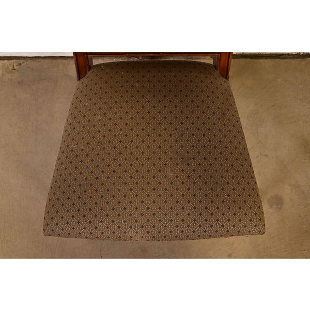 Wood Ethan Allen French Regency Louis XVI Carved Cherry Wood Upholstered Dining Chairs, Set of Six For Sale - Image 7 of 10