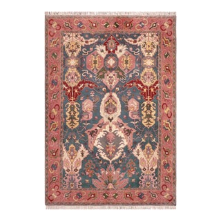 Shabby Chic Ziegler Blue/Pink Wool Rug - 8'4'' X 10'3'' For Sale