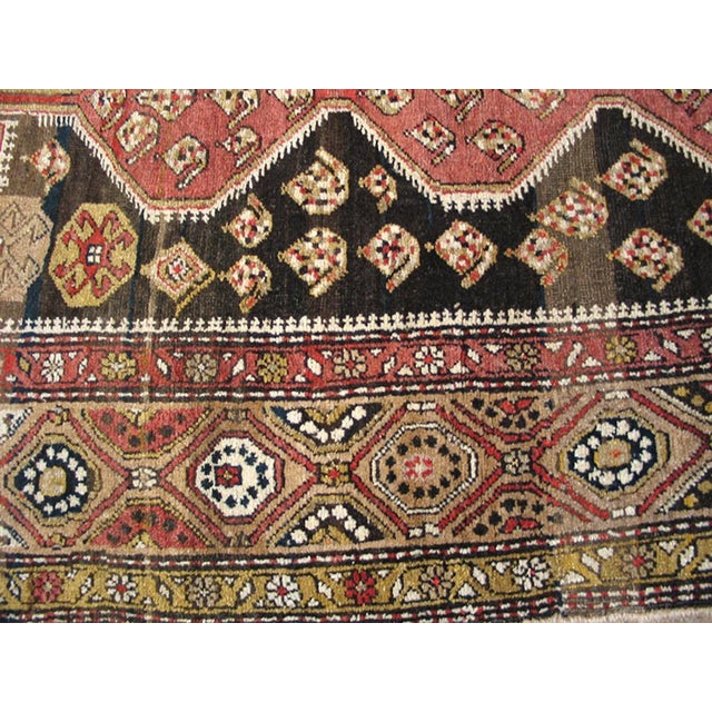 1930s 1930s Brown Medallion Antique W. Persian Kurdish Rug 4'2" X 8'6" Handknotted Wool Carpet For Sale - Image 5 of 6