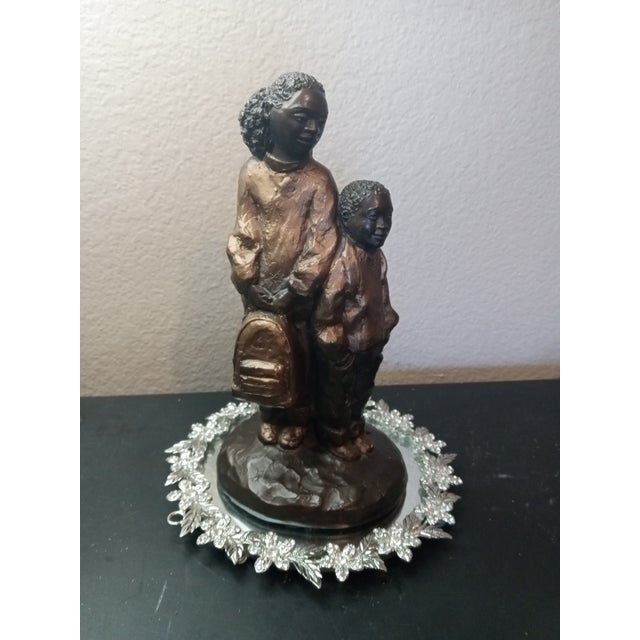 Ceramic 1980s Gorgeous My Big Sister Signed Bronzed Ceramic Austin Sculpture For Sale - Image 7 of 8