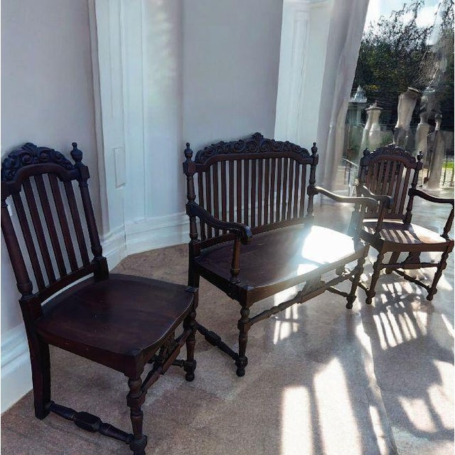 West Michigan Furniture Co. Exquisite, Two-Piece Antique Mahogany Set Stamped by Michigan Chair For Sale - Image 4 of 6