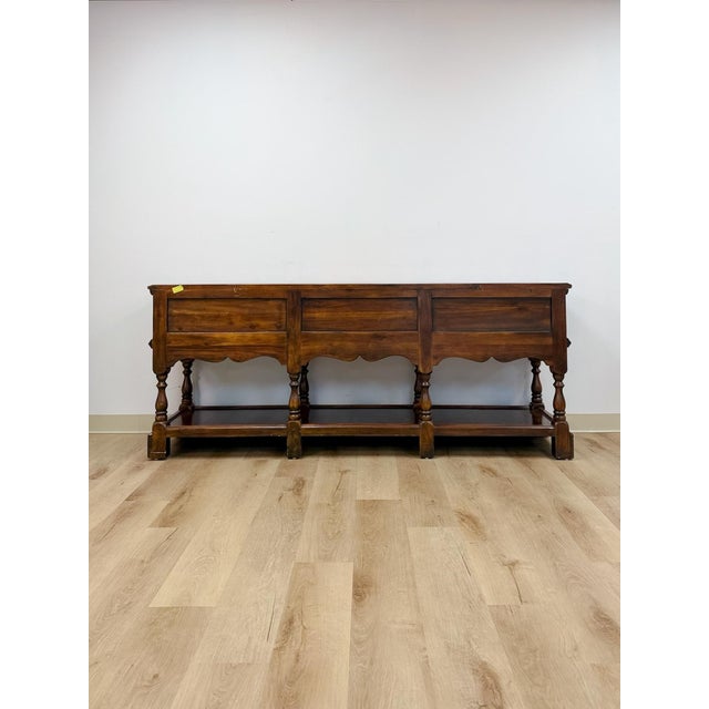 Late 20th Century Theodore Alexander Georgian Console Buffet Three Drawer Designer Storage 78" For Sale - Image 14 of 15