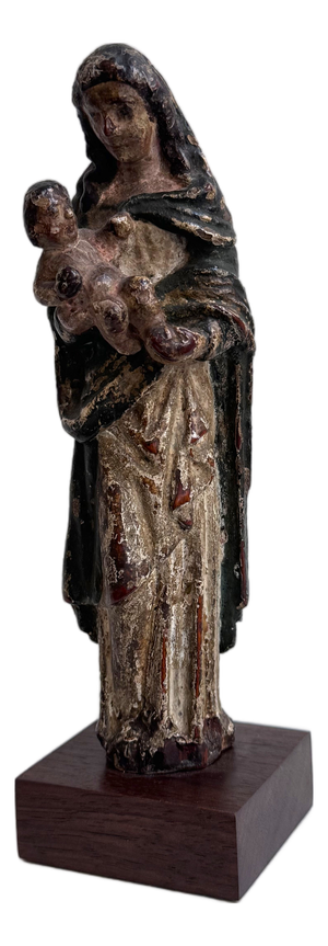 18th Century Virgin and Child in Polychrome Wood