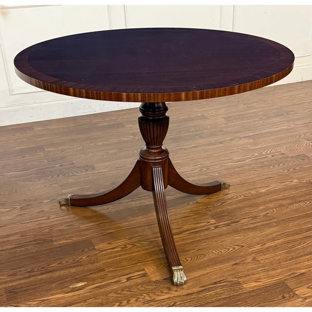 Brown Georgian Style Round Accent Table by Leighton Hall - Showroom Sample For Sale - Image 8 of 9