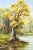 American 1970s Yellow Oak Trees Autumn River Landscape Painting For Sale - Image 3 of 6