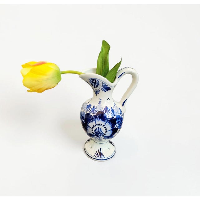 Antique Handmade Hand-Painted Delft Blue Delftware Knobbel Vase, Bulbous Bottle and Tulip Vase, Holland, 1920s, Set of 3 For Sale - Image 4 of 18