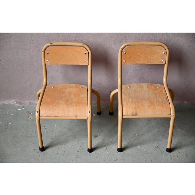 1960s Vintage Beige Tubular Nursery School Chair, 1960s For Sale - Image 5 of 11