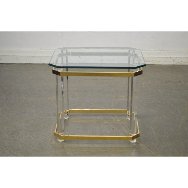 Lucite Brass & Glass MCM Side Table Chairish