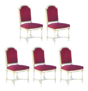 Crimson Velvet Chairs in the Style of Maison Jansen - Set of 5