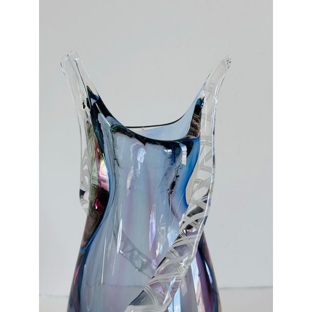 Vintage 1960s Murano Style Multi-Color Glass Vase A beautiful vase that is a solid heavy piece of glass. No marks.