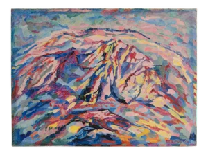 Late 20th Century "Kalkberg" Abstract Mountain Landscape Oil Painting by Elisabeth Merlicek