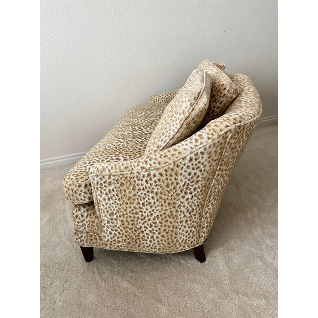 Wood Late 20th Century Luxury Transitional Leopard Print Settee/Sofa Hollywood Regency Style Excellent Condition. For Sale - Image 7 of 13