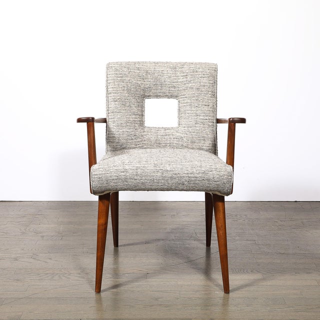 Set of 6 Mid-Century Modern Walnut Cutout Back Arm & Side Chairs by Paul Frankl For Sale - Image 12 of 17