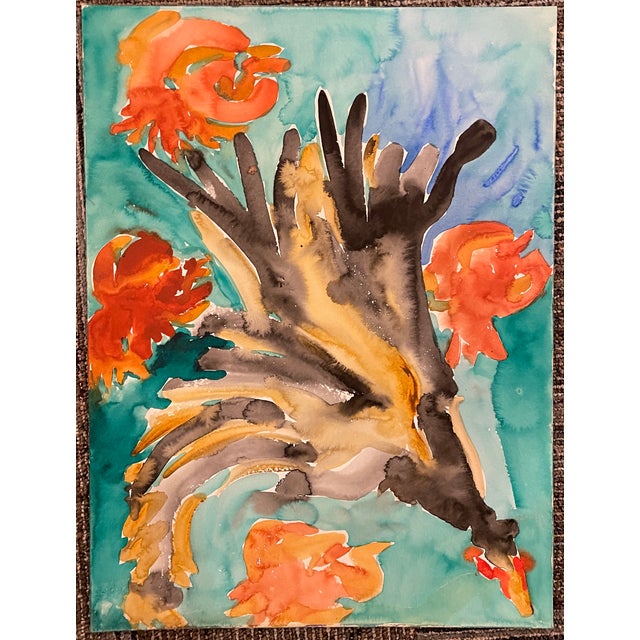 Abstract botanical watercolor by Vermont artist Frank Wallace (1915/18-2003). Wallace was born in Toledo, Ohio and grew up...