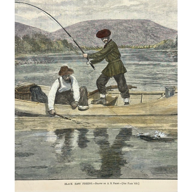 Black Bass Fishing After Ab Frost Original Print, 1882 For Sale - Image 4 of 4