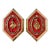 Vintage Courting Couple Wall Plaques – Set of 2, Red Velvet, Gold Rococo Scrollwork For Sale
