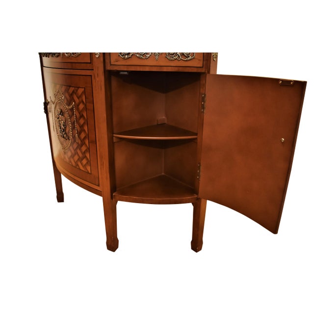 Mid 20th Century French Louis XVI Style Marquetry Demilune Cabinet For Sale In Atlanta - Image 6 of 12