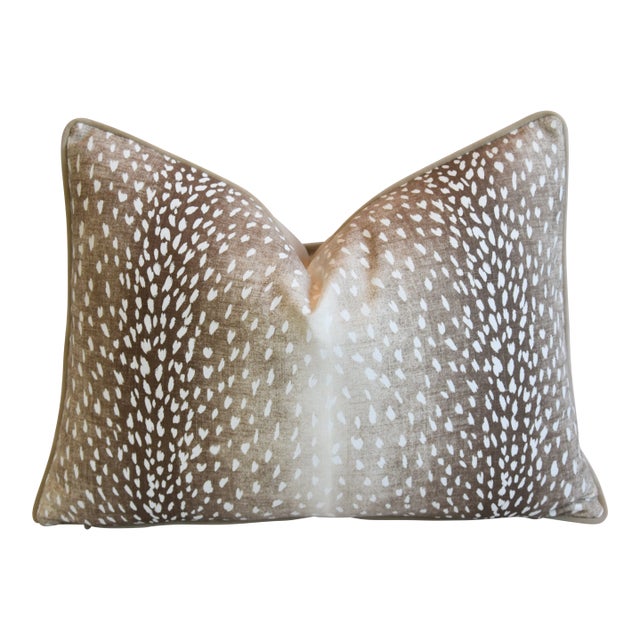 Antelope Deer Fawn Animal Pattern Linen & Velvet Feather/Down Pillow 24" X 18" For Sale