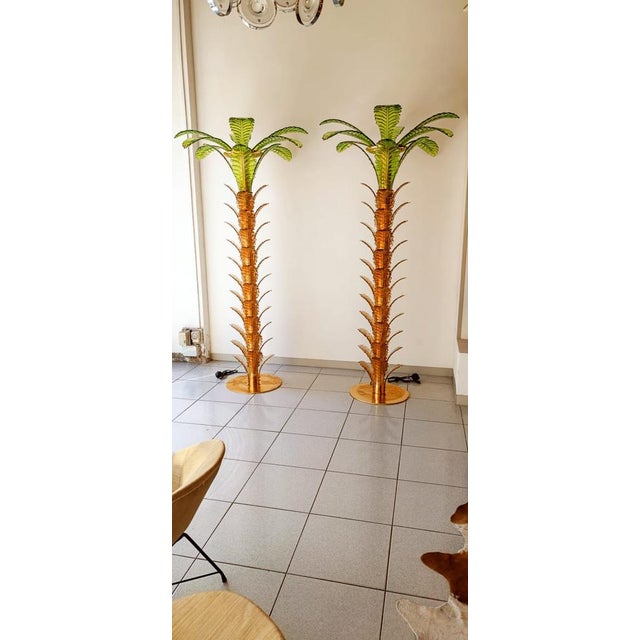 Palm Tree Floor Lamps in Brass & Murano Glass, Set of 2 For Sale - Image 12 of 17