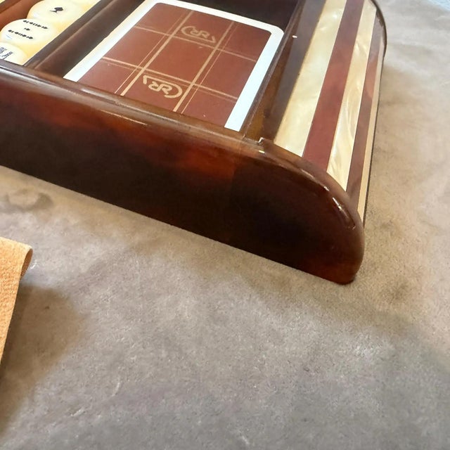 Plastic 1970s Mid-Century Modern Faux Tortoiseshell Lucite Games Box by Renzo Romagnoli For Sale - Image 7 of 13