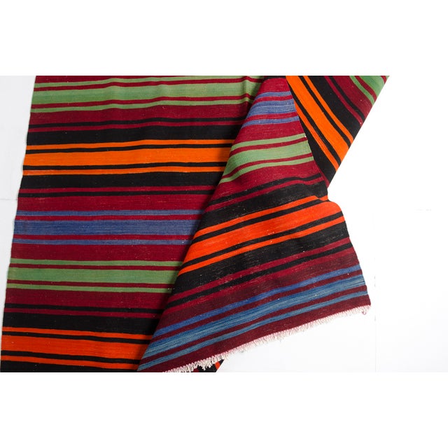 1950s Anatolian Handwoven Striped Tribal Runner For Sale - Image 4 of 10
