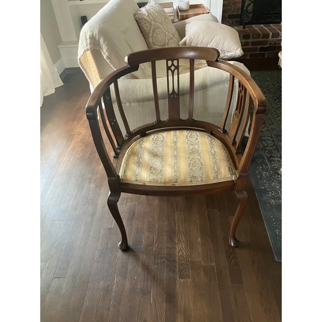Wood Early 20th Century Edwardian English Tub Chairs For Sale - Image 7 of 14