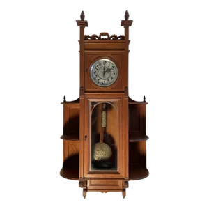 Large 19th Century Austrian Vienna Regulator Wall Clock With Shelves