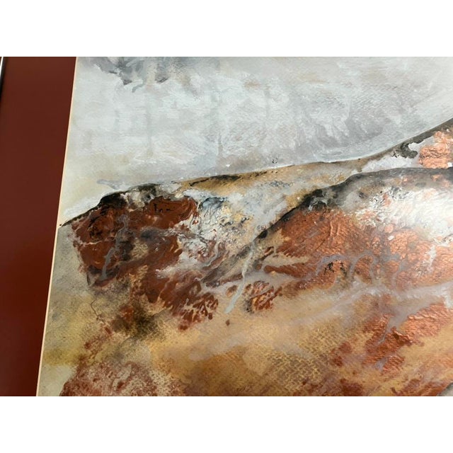Large Abstract Watercolor Landscape With Copper Pigment by Wubben, 1990 – Framed Modern Art For Sale - Image 14 of 14