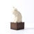 Art Deco Cubist Cat Sculpture in Cream Enamel on Brown Rectilinear Base For Sale - Image 10 of 14