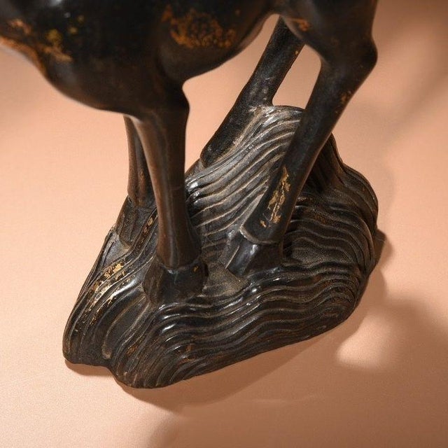 Pair of Vintage Chinese Gilt Bronze Deer Figures – Standing Auspicious Deer Sculptures For Sale - Image 9 of 9