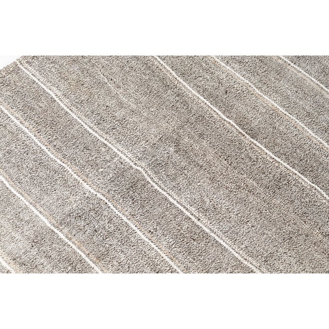 1950s Mid 20th Century Natural Oushak Stripe Kilim Rug For Sale - Image 5 of 10