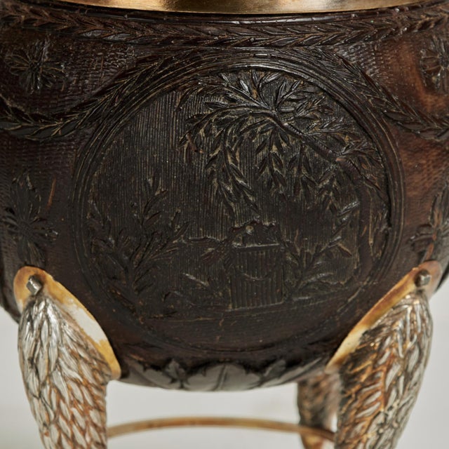 Antique French Regency Style Carved Coconut Box on Hoofed Stand For Sale - Image 11 of 16