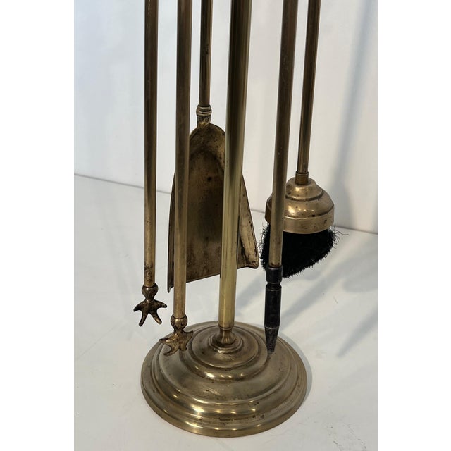 Neoclassical brass pineapple fireplace tools in the style of Maison Baguès For Sale - Image 6 of 12