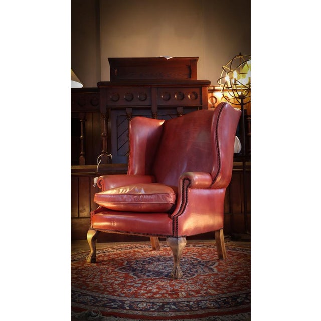 Georgian Leather Wing Chair, 2010s For Sale - Image 10 of 18